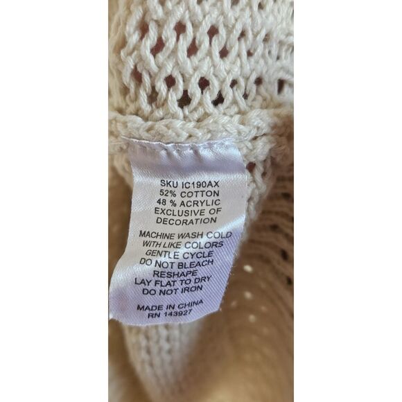 Absolutely stitch fix laced shoulder sweater women tan‎  Sz L - Picture 8 of 8